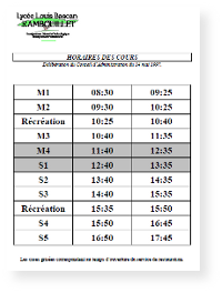 Lire la suite à propos de l’article Horaires des cours