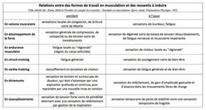 Lire la suite à propos de l’article Relations entre des formes de travail en musculation et des ressentis à induire