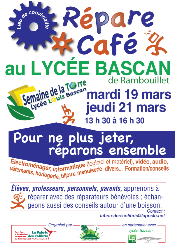 Affiche « Répare Café » au lycée Louis-Bascan