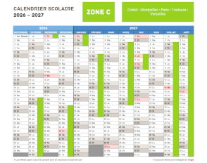 Le calendrier de l’année scolaire 2026-2027
